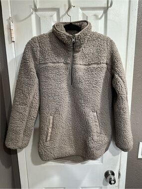 Cozy Taupe Sherpa Pullover Jacket
